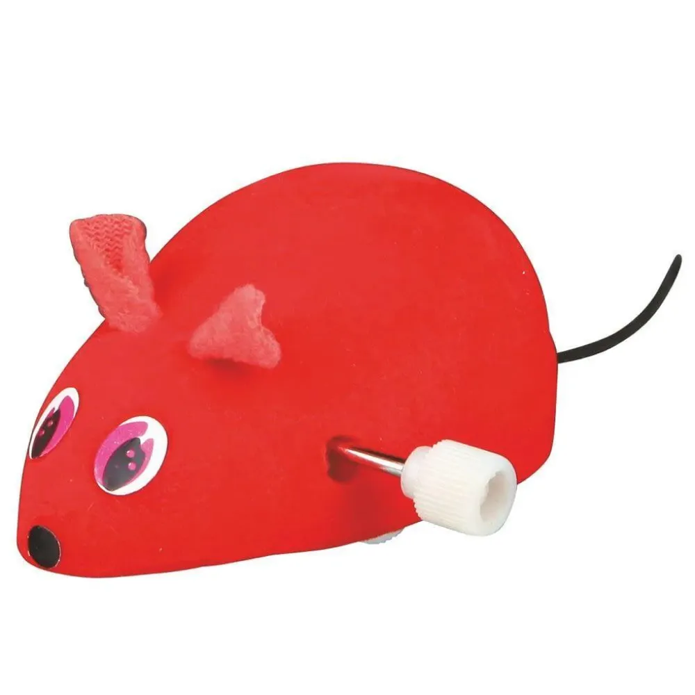 Trixie Wind Up Mouse Toy and Fofos Scandi Beetle with Wooden Stick Toy for Cats Combo