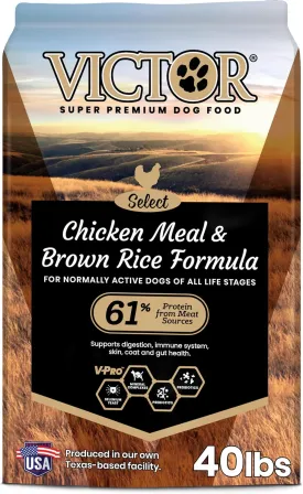 VICTOR Super Premium Dog Food  Chicken Meal & Brown Rice for All Normally Active Dogs of All Life Stages  Gluten-Free, Digestive & Immune Support, Ideal for Dogs with Meat Protein Allergies, 40 lb