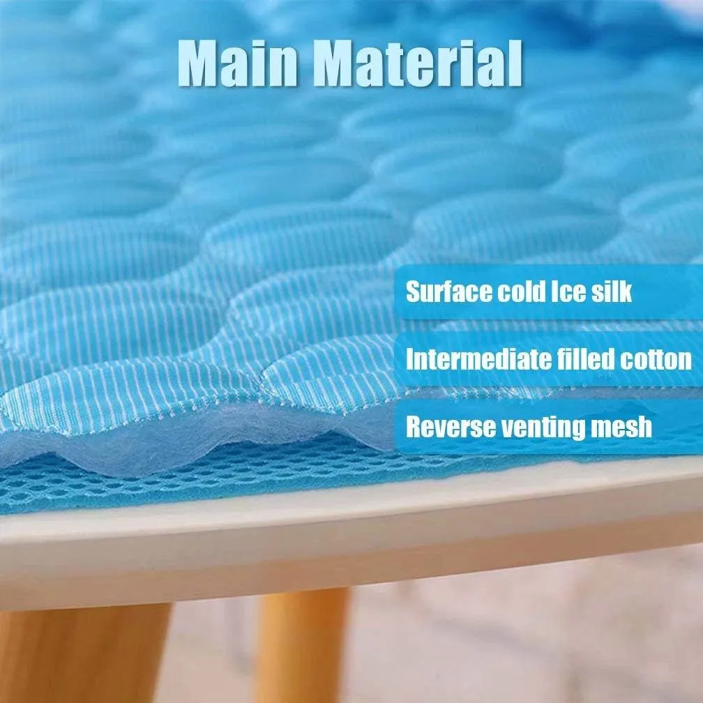 Washable Dog Cooling Mat Ice Silk Pet Self Cooling Pad Blanket for Indoor & Outdoor Car Seats (Blue, 28x22 in)