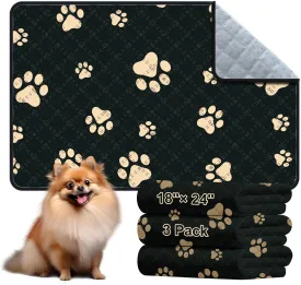 Washable Pee Pads for Dogs - 3 Pack Reusable Puppy Pads with Super Absorbent - Waterproof Non Slip and Leakproof Pet Training Pads for Potty,Crate,Playpen,Whelping Box(Black, 18"x24")
